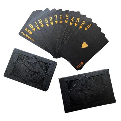Schwarz Gold Spielkartenspiel 54 Kartengruppe Wasserdichtes Pokeranzug-Magiepaket Brettspiel Party-Sammlung Geschenk