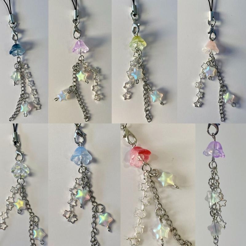 Phone Lanyard Wrist Strap Jellyfish Star Keychain Chain Phone Charm Antilost Y2K Cellphone Strap Hanging Cord for Women