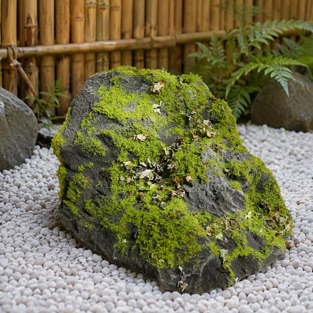 Outdoor Garden Bed Edging Decor Artificial Moss Faux Landscape Stone Fake Realistic Boulder Light