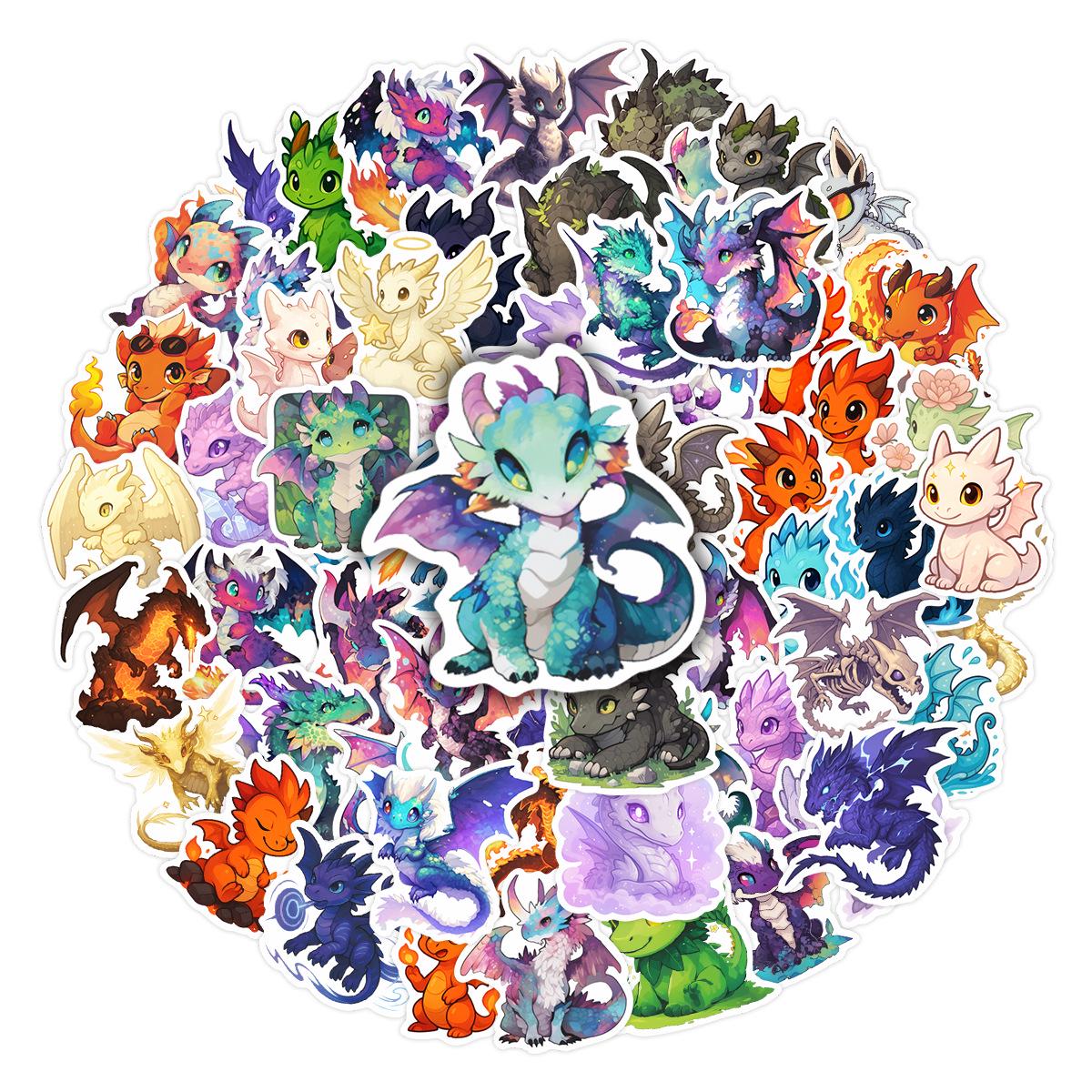 Cute Cartoon Dragon Graffiti Creative Stickers for Kids DIY Notebook Decoration. No