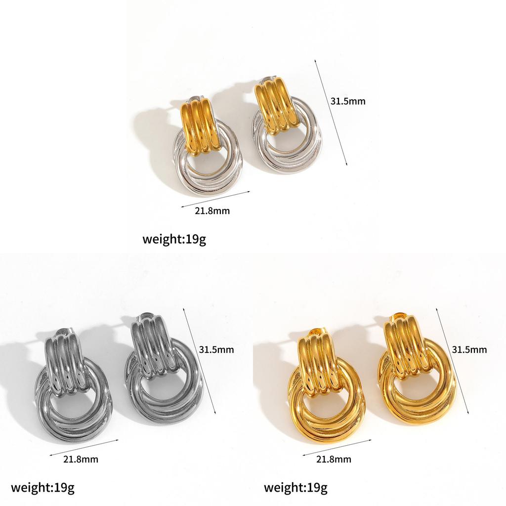 Geometric Stainless Steel Earring Jewelry With Electroplated Finish For Stylish Ladies