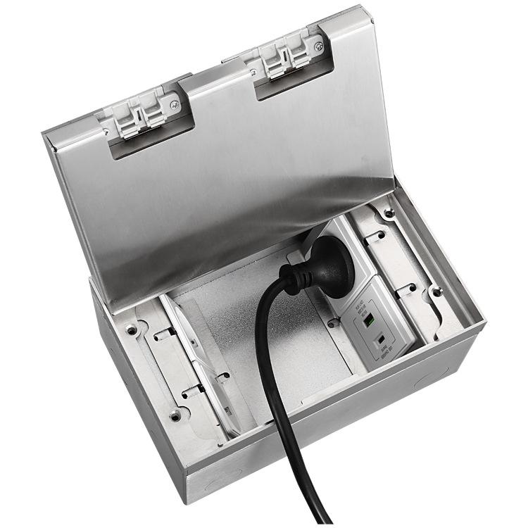 Stainless Steel Euro/German Standard Flush-Mount Floor Socket with USB Fast Charging