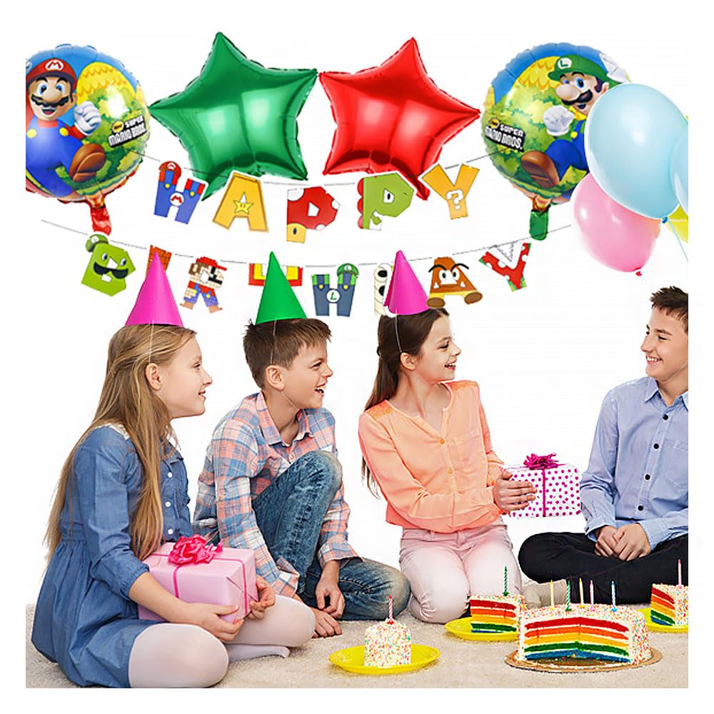Party Balloon Set Mario Super Mario Birthday Decoration Popular Cartoon Game Character Anime Birthday Decoration Garland Balloon Cake Decoration Party