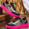 Women's Multi-Color Sneakers Neon Pink/Golden Glitter Low-Top Lace-Up EVA Cushion Leopard Print All-Season Casual Vacation Work Parties