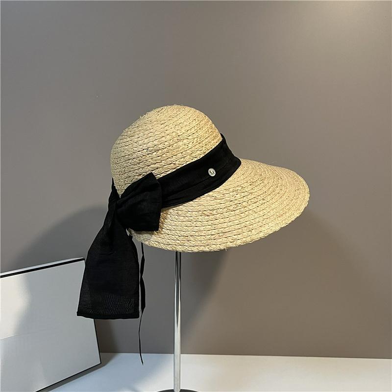 

Французская изысканная элегантная шляпа с бантом, женская модная плетеная соломенная шляпа для девочек, складная шляпа от солнца, дорожная солнцезащитная шляпа, повседневная пляжная шляпа 56-58cm чёрный