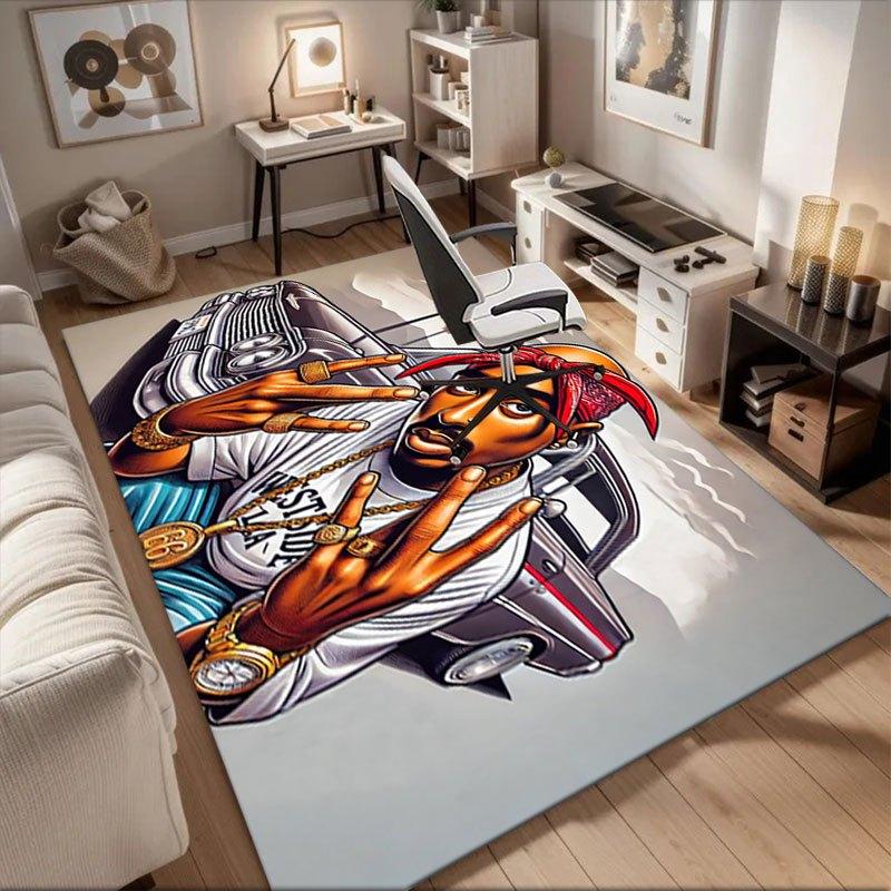

Retro Car & Bandana Hip-Hop Art Print Office Mat Perfect for Home Decor Office Desk Chair Rugs Chair Carpet for office Polyester Chair Mat 60cm by 90cm
