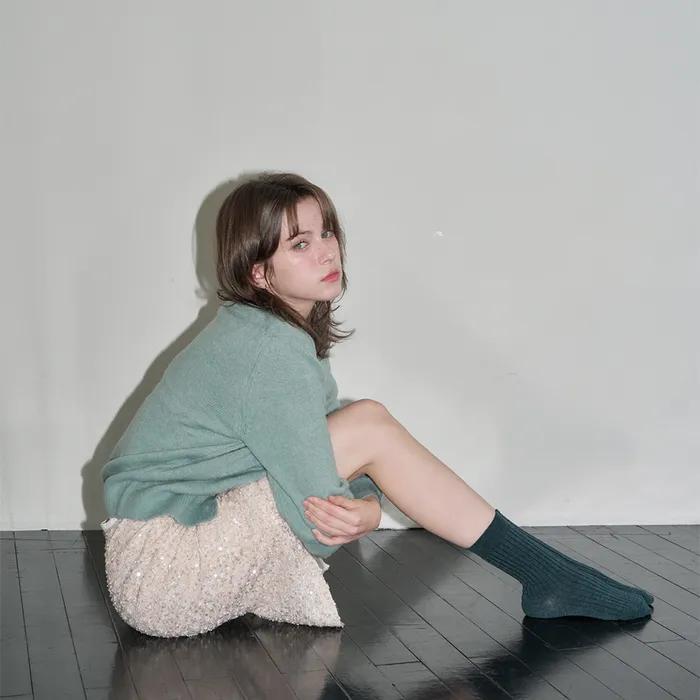 Essential Rib Socks MELANGE GREEN