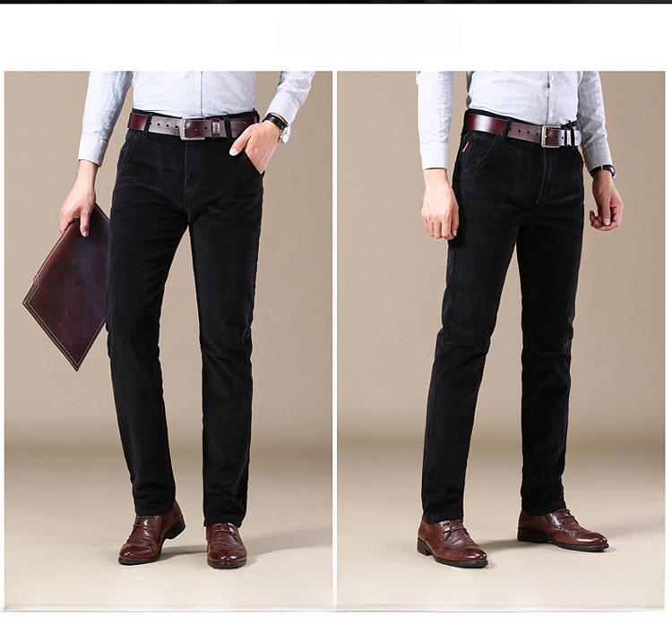 2025 Men's Corduroy Pants: Straight, Loose Fit, Thick and Warm for Spring, Autumn, and Winter.