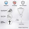Vnox Stainless Steel Cross Pendant Necklace for Men Women, Imitation Pearl Beaded Chain Collar, Religion Faith Prayer Jewelry