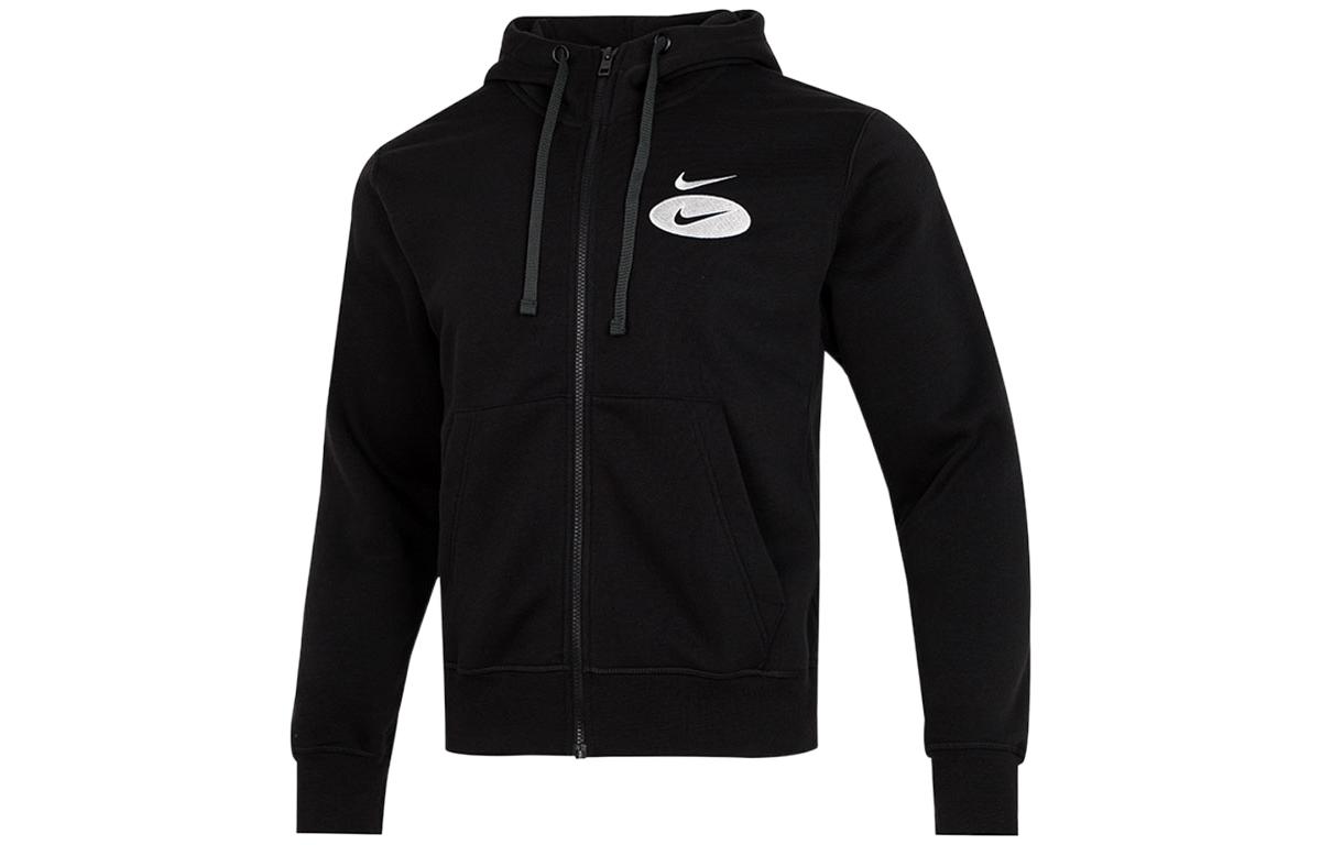

Nike SS22 Sportswear Swoosh League Brushed Fleece Lined Hooded Cardigan Zipper Coat Sweatshirt Men s Black DM5341-010 XL