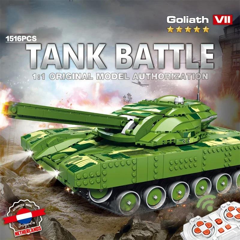 Non-Toxic 1516Pcs Military Tank Building Blocks Ww Ii Army Heavy Tank Weapon Model Remote Control Tank Model Bricks Toys Childrens Gifts