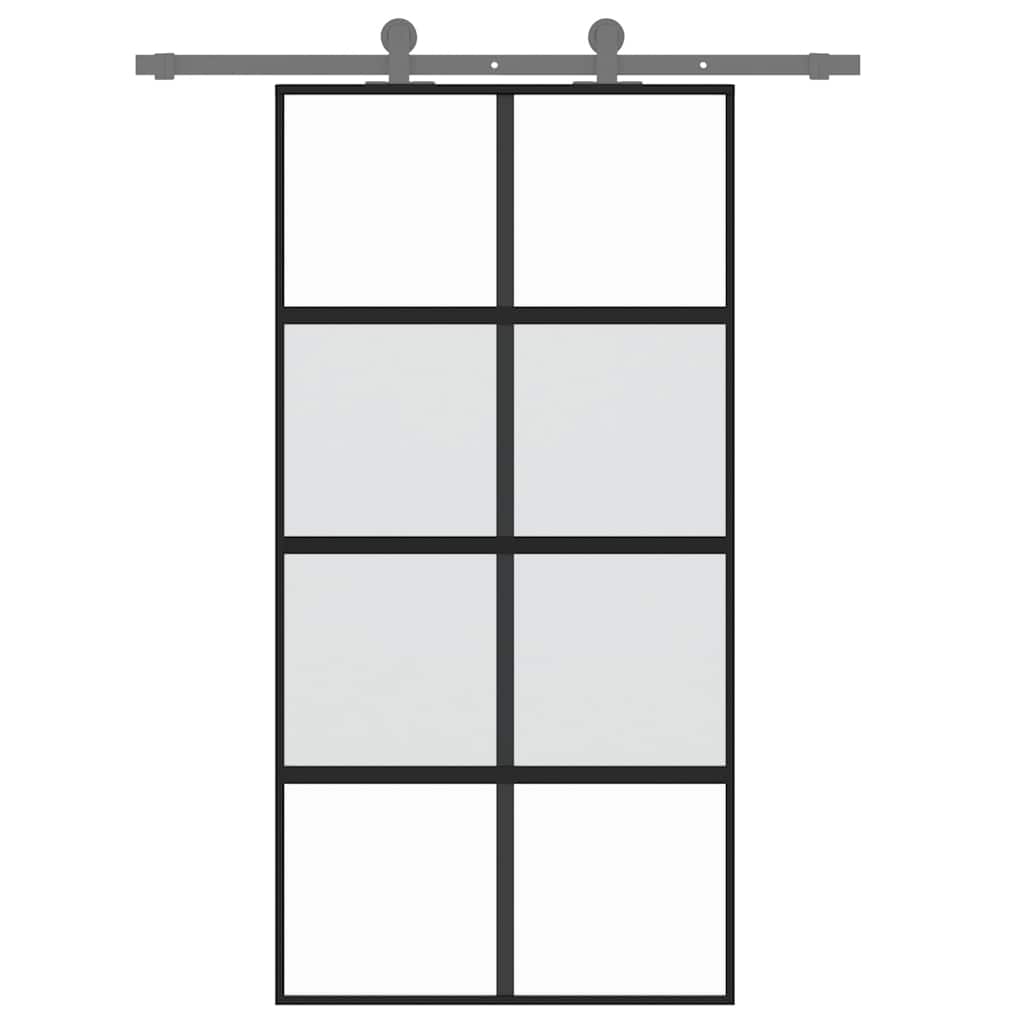 Vidaxl Sliding Door, Black, 102.5X205Cm, Tempered Glass Aluminum