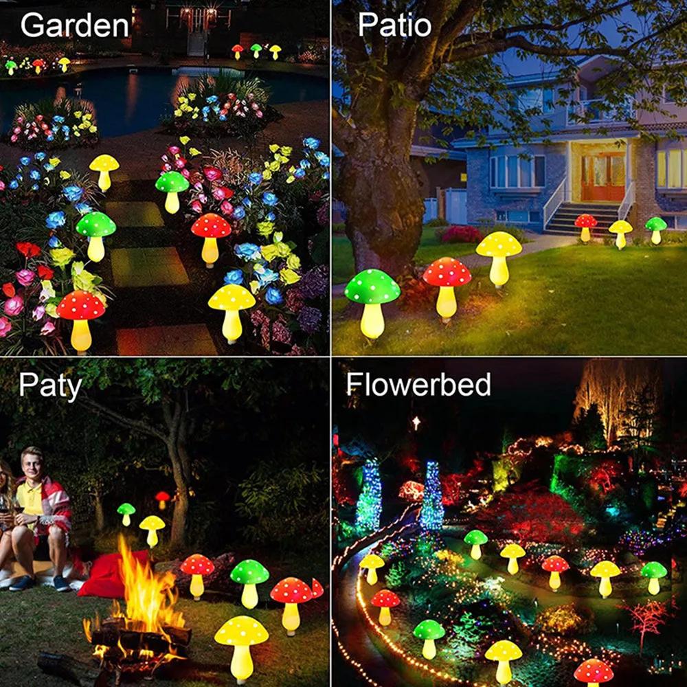 Creative Solar Mushroom Lights Outdoor LED Garden Lamp Waterproof Pathway Landscape Lights for Home Patio Lawn Christmas Decor
