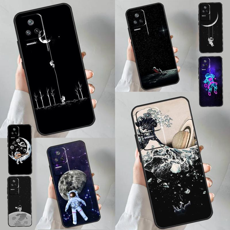 Moon Stars Space Astronaut Case For POCO M6 X6 Pro X3 X4 X5 M5s F3 F5 Xiaomi 14 Ultra 12 13 Lite 11T 12T 13T Pro Funda