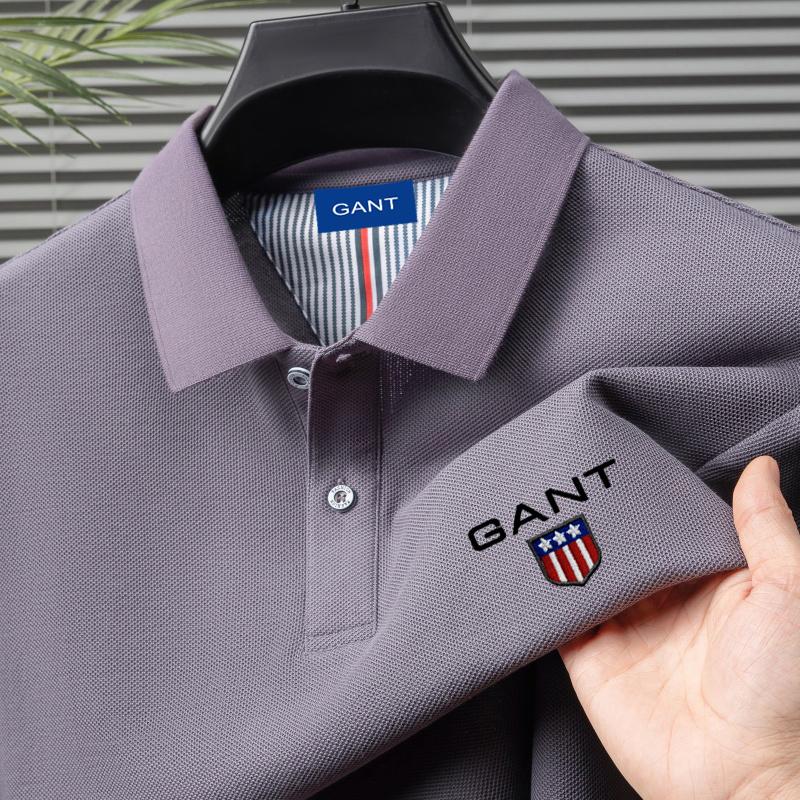 Gant Sommer Herre Ny Broderi Ensfarget Ren Bomull Løs Business Casual Poloskjorte