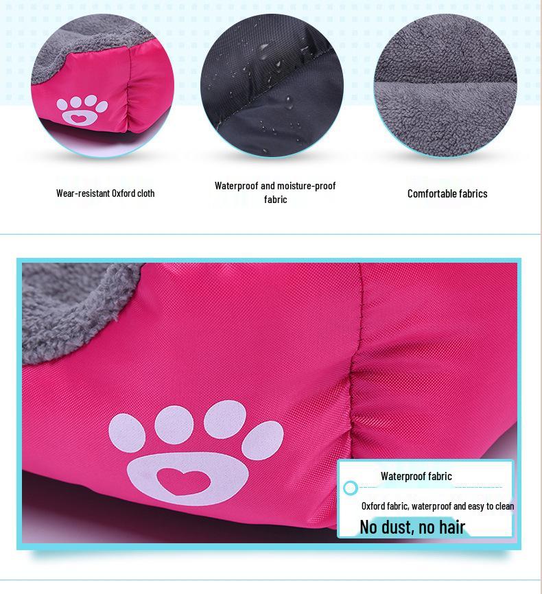 Four Seasons Universal Pet Bed - Customizable Logo, Fleece Warmth, Square Design for Dogs & Cats