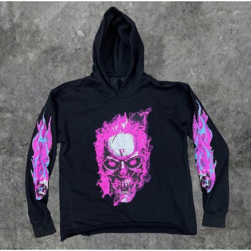 Autumn and Winter Men and Women's Skull Horror Element Pattern 3D Printed Hoodie Black Casual Pullover Suitable for Daily Wear