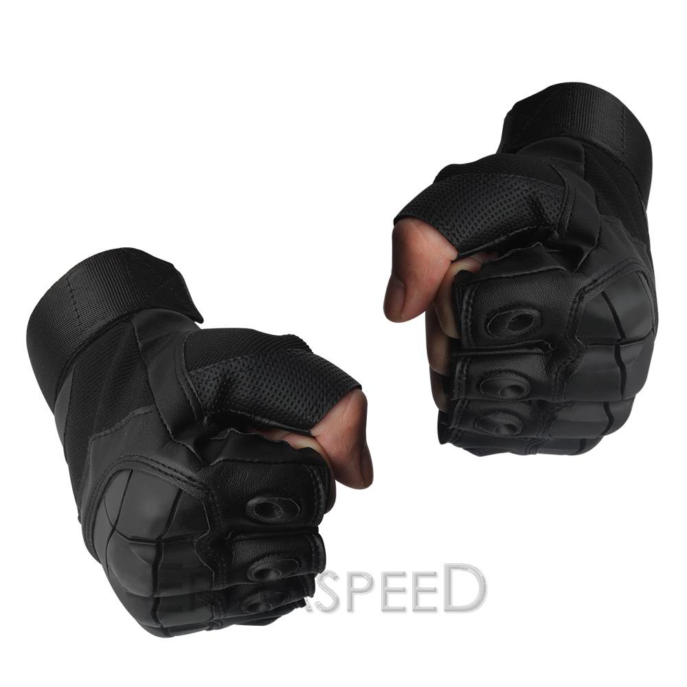 Pereche de mănuși de motocicletă cu jumătate de deget pentru echitație de vară, mănuși tactice din piele, cu articulații duri, mănuși pentru motociclete, bărbați, motociclist off-road