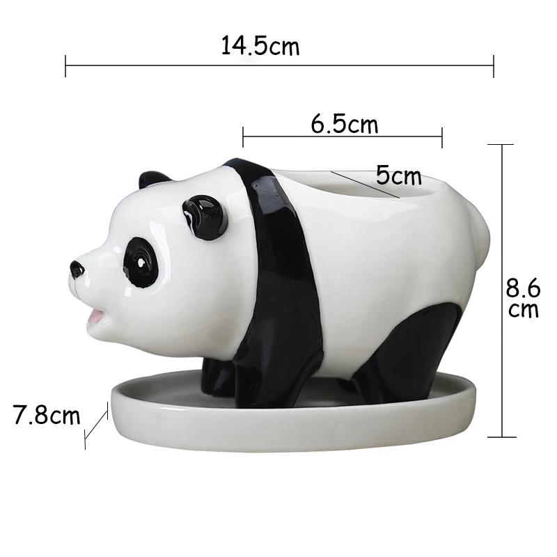 

Cute Panda Ceramic Succulent Planter with Drainage Hole - Creative Animal Shape Flower Pot for Cactus/Bonsai/Indoor Plants - Hom белый