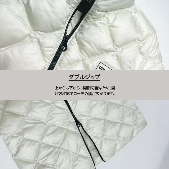 DUVETICA Long Down Down Beautiful Coordinates Women's Jacket, Slimming, Leg-Lengthening, Waist-Striking, Parka, Coat, Outerwear, Black, White,