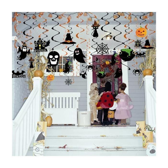 Décoration suspendue - AIMOONSA - Lot 36 pièces (Halloween) - 24 motifs suspendus - 12 spirales métallisées - Multicolore