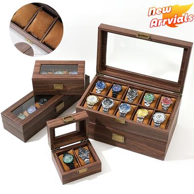 Gorąca Wyprzedaż Retro Imitacja Drewna Pu Skóra Ekspozycja Przechowywanie Kolekcja Organizer Pudełko na Zegarki na Pudełko Ekspozycyjne na Zegarki Prezenty