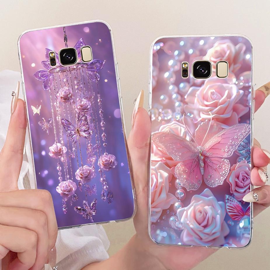 For Samsung Galaxy S8 Case SM-G950F Luxury Flowers Butterfly Painted Cover Soft Silicone Case For Samsung S8 Plus S8+ G955F Bags