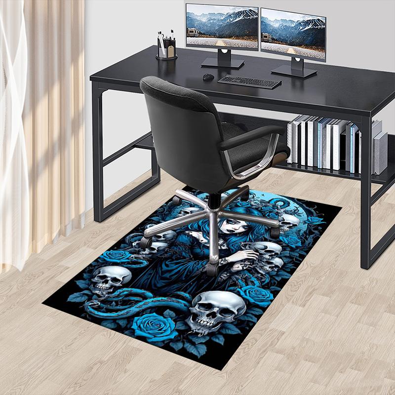 1PC Skulls Roses Anti-slip carpet, suitable for Office, bedroomand playrooms. It can also be used as a sofa footrest cover-R75