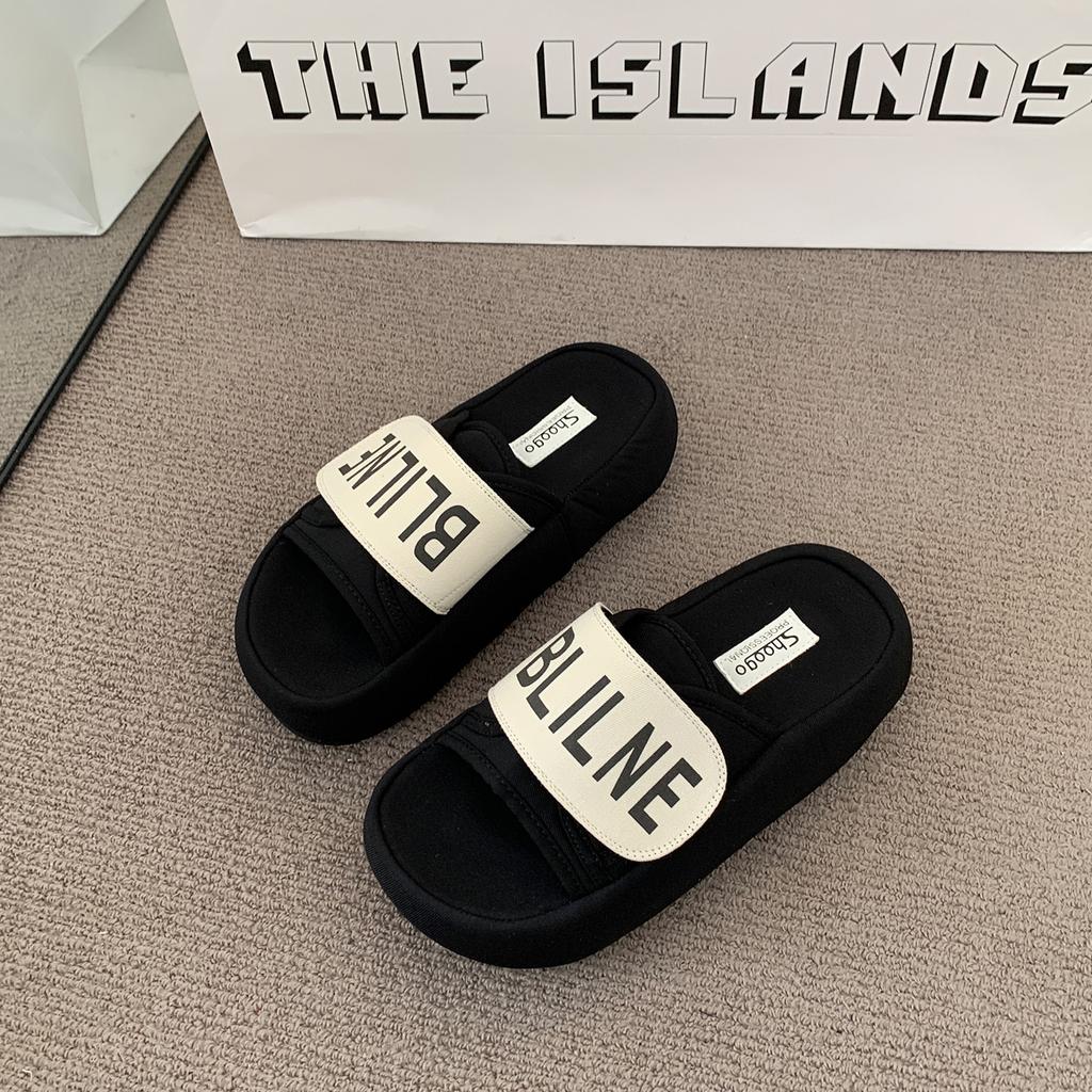 Super fire beautiful thick-bottomed cool slippers women's summer wear fashion with skirts 2025 new going out French flat-bottomed slippers