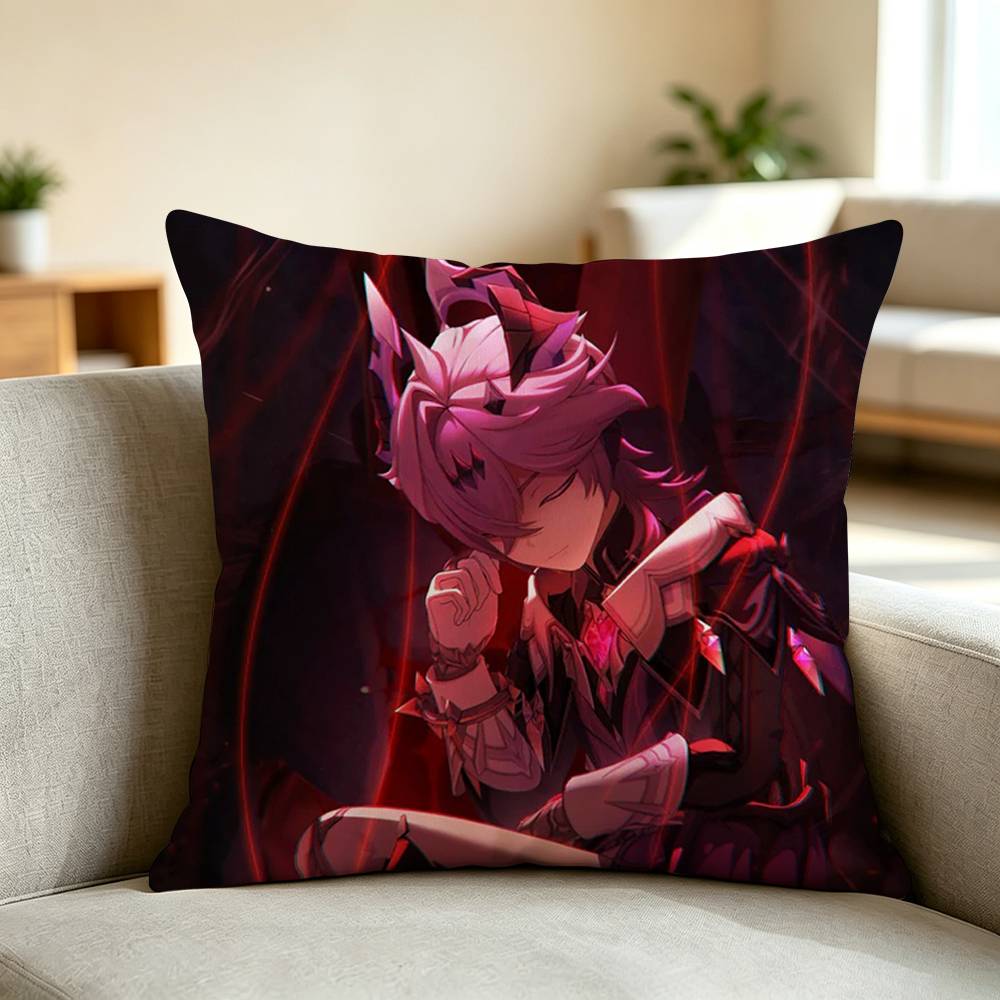 D-Durin Genshin Impact Pillow Case Square Double-Sided Sofa Cushion Cover Bedroom Bedside Pillow