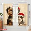 2pcs,2D plane printing Minimalist Curtains Cute Puppy Kitten Christmas (2) Versatile Durable Polyester (without rod) Room Decor