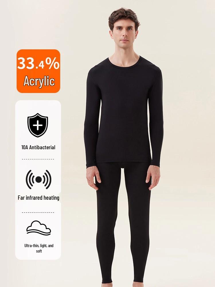 Men's Ultrathin Thermal Base Layer Set - Invisible Autumn/Winter Bottoming Pants & Top.