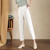 New Summer Casual Loose Oversize Minimalist Commuting High Waisted Slimming Pocket Solid Color Versatile Cropped Pipe Pants