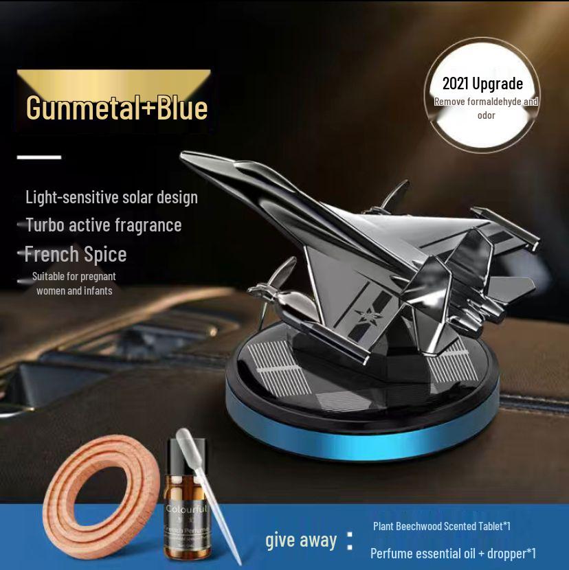Solar-Powered Airplane Car Perfume - Innovative Men's Car Ornament for Center Console