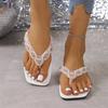 Fashion Flip-flops for Women, Outdoor Square-toe Slippers, Casual Beach Sandals for Vacation