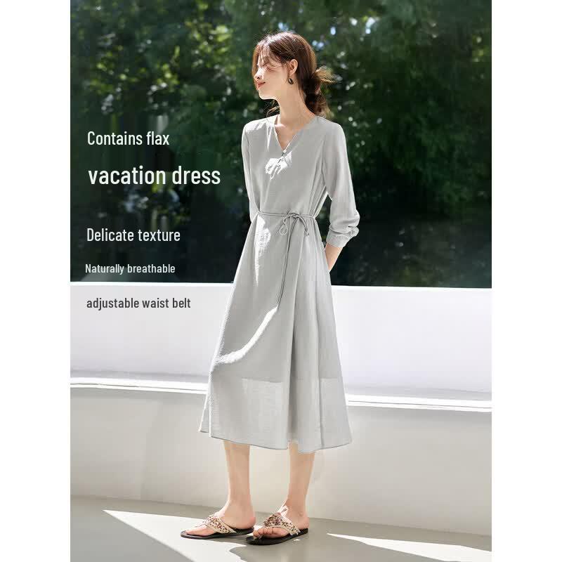 Mohan Yimei Linen Resort Long Dress L