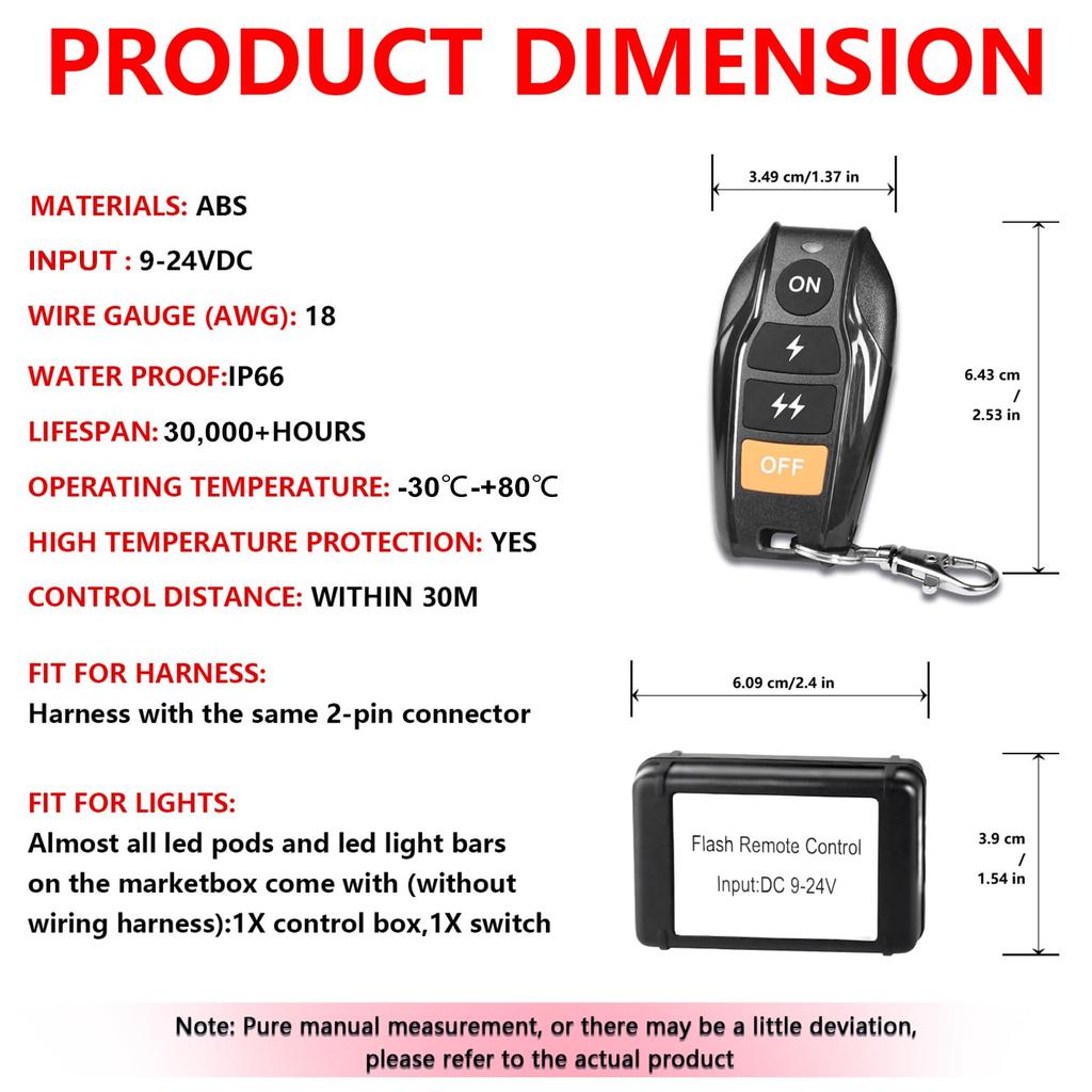 Xtahdge LED Light Bar Wiring Harness Kit, 480W Remote Control Wiring Harness Kit 18AWG