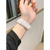 Soft Cute Ice Silk Stripe Elastic Hair Tie Strap for Apple Watch Band Series 11/10/9/8/7 SE Ultra Wrist Bracelets for iWatch 49/46/45/44/42/41/40/38mm