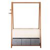 Bamboo Rolling Garment Rack with Storage