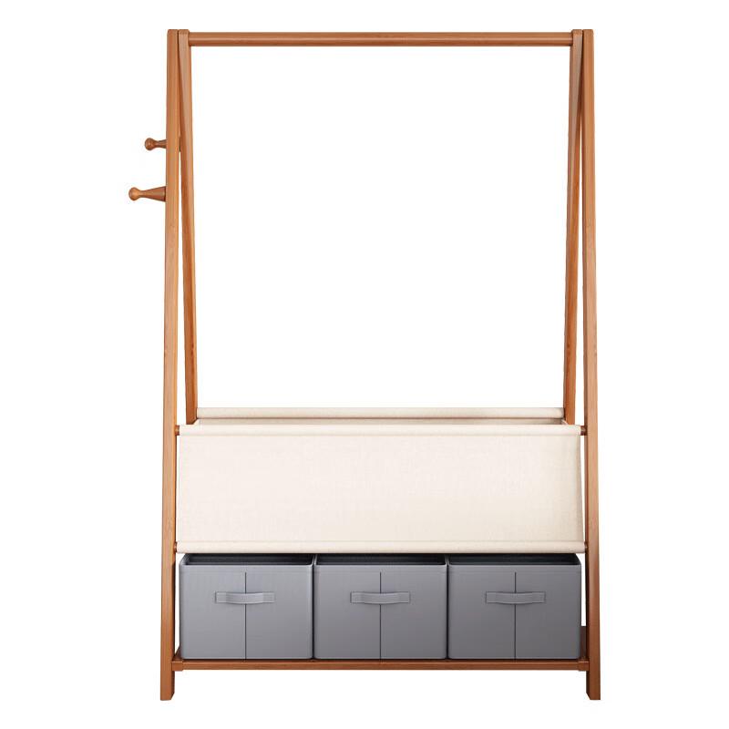 Bamboo Rolling Garment Rack with Storage