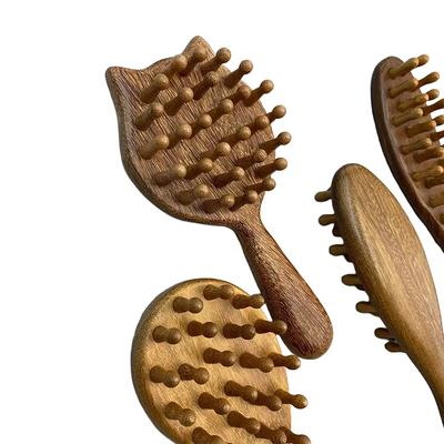 Multi-Functional Wood Therapy Massage Comb Scalp Head Massager Natural Wood Circular Tooth Guasha Tool Scraping Body Massager