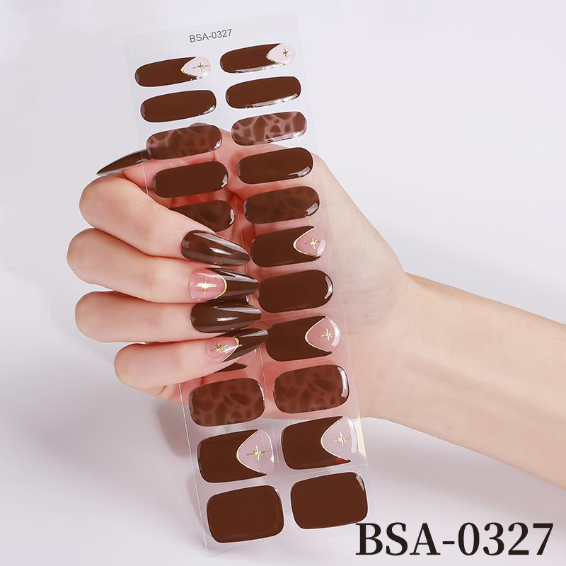 22Tips French UV-Free Gel Nail Stickers Leopard Print Full Cover Gel Polish Nail Strips DIY Manicure Decoration