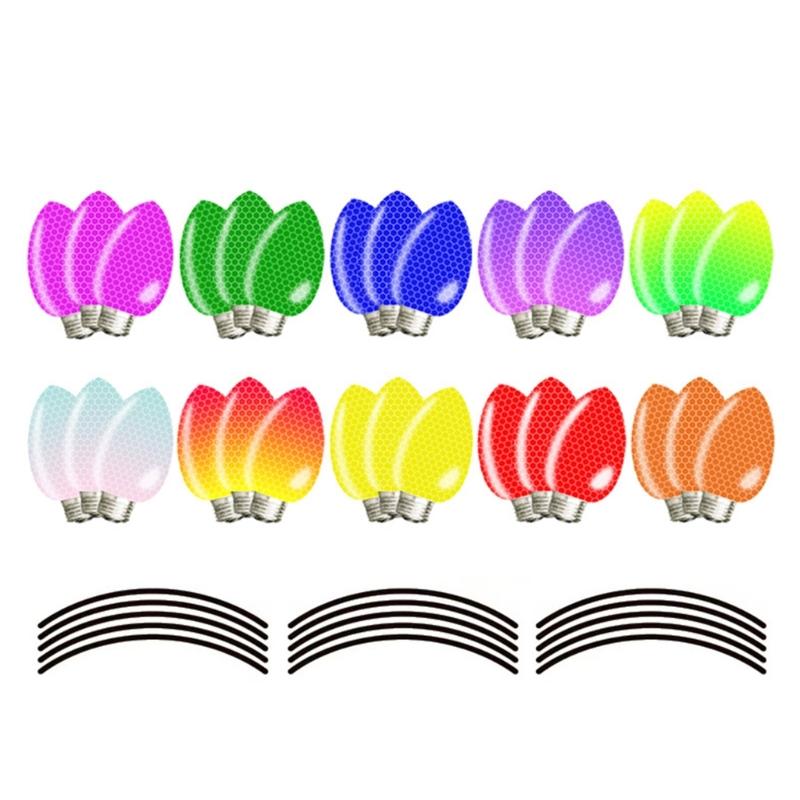 Christmas Reflective Car Magnets Set Snowman Santa Magnets Decoration Bulb Light Magnets Stickers for Home Refrigerator Door