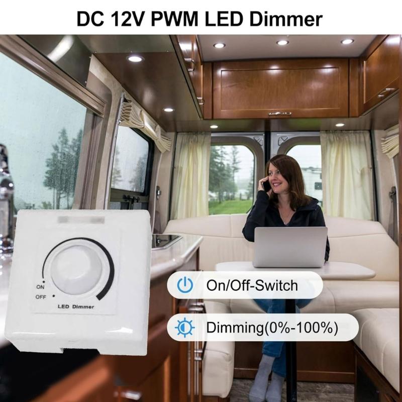 Rotary Dimmer Switches 0 to 10V 5A 2000W PWM Brightness Control Dimmer Easy installs for Car Vehicle Boats Panel