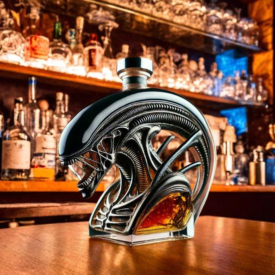 Whiskey Bottle Unique Alien Shape Glass Wine Decanter Multifunctional Beverage Container for Whiskey Wine Beer