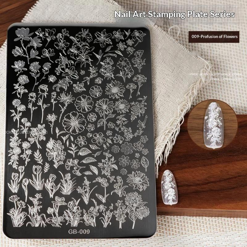 French Lace Flower Butterfly Nail Art Stamping Plate High Definition Pattern DIY Manicure Print Tool for Professional Salon Home Use