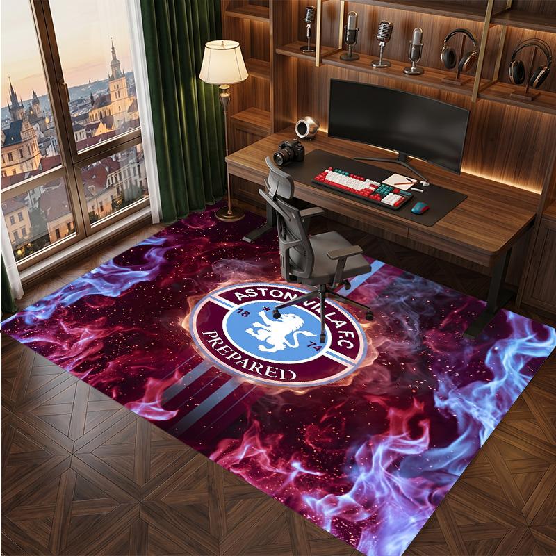 Tappeto in Velluto di Cristallo con Stampa Calcio Aston Villa, Comodo Assorbente d'Acqua Antiscivolo Tappeto per Pavimenti Interni