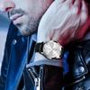 OLEVS Men's Analog Quartz Watch Black Waterproof Leather Strap Simple Design Silver Dial Date Display