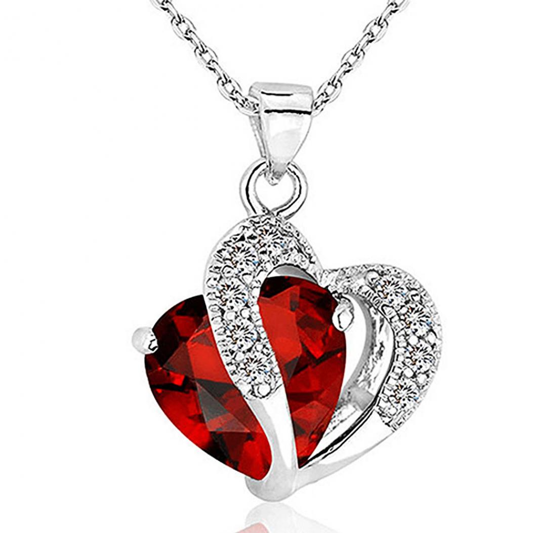 

Женская двойная подвеска в форме сердца с кристаллами и стразами, ожерелье из сплава, ювелирные изделия 18