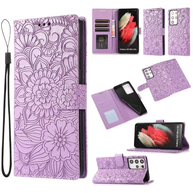 Leather Phone Case for Samsung Galaxy S23 FE S24 S25 Ultra S22 Plus A14 A34 A54 A15 A35 A55 Wallet with Card Holder Cover